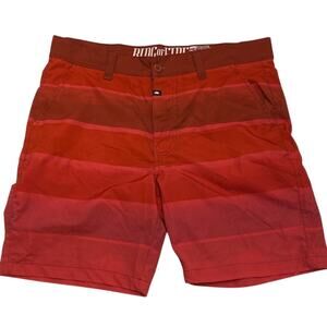 Ring of Fire Sea and Sun Red Stripe Color Block Swim Trunks Board Shorts 32 Pink
